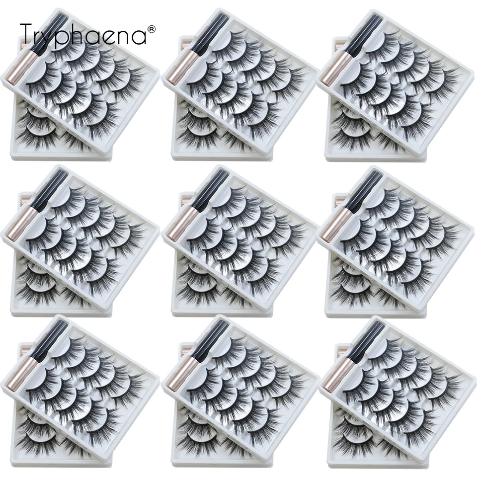 

5 пар волшебных ресниц, оптовая продажа, 5 магнитов, черная жидкая подводка для глаз, накладные ресницы, макияж