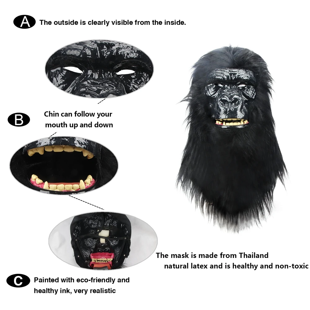 

Waylike Halloween Mask Chimpanzee Head Mask Animal Gorilla Halloween Party Cosplay Costume Delivers Halloween Mask