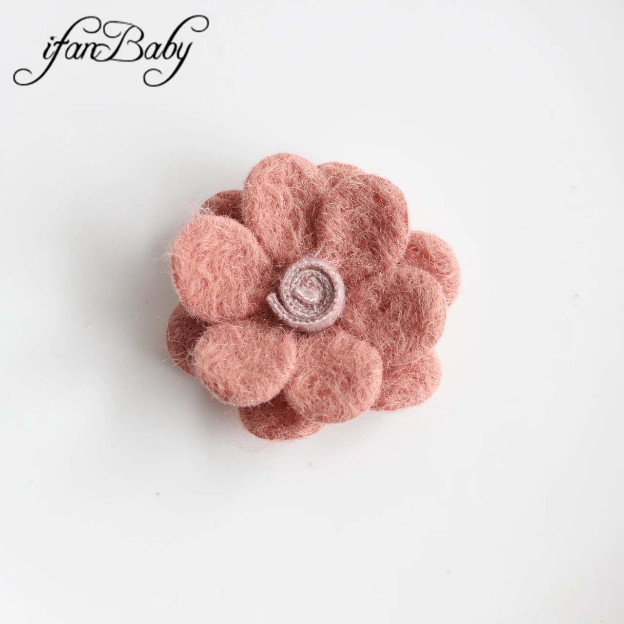 5 cm Filz-Wollblumen mit flacher Rückseite für Haarschmuck mit Lollipop in der Mitte – Detail 12