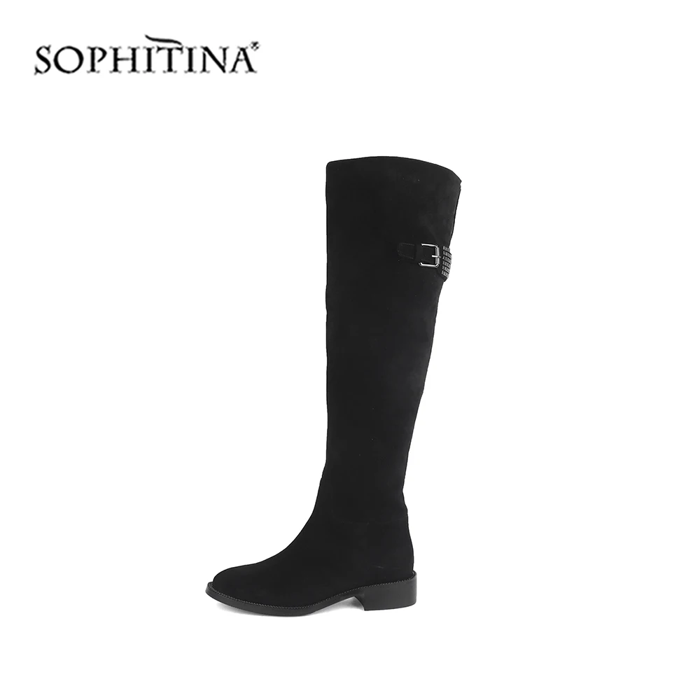 SOPHITINA/женские ботинки; Высококачественная элегантная замшевая обувь с круглым носком; однотонная удобная обувь на квадратном каблуке; новые женские ботинки; C539