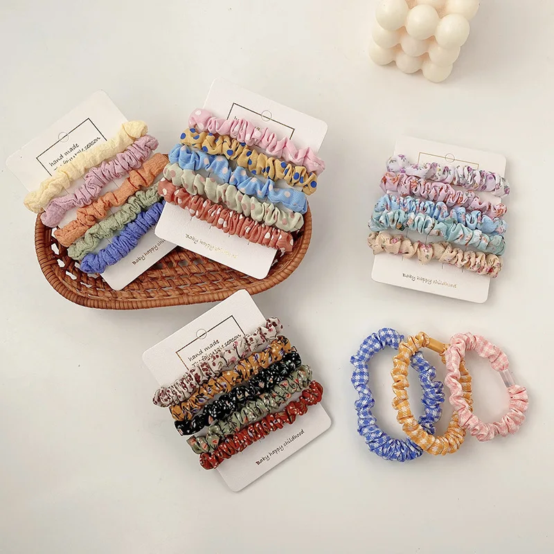 

5 шт./компл. женские милые эластичные резинки для волос в клетку с цветочным принтом женские милые мягкие резинки для волос Детские аксессуа...