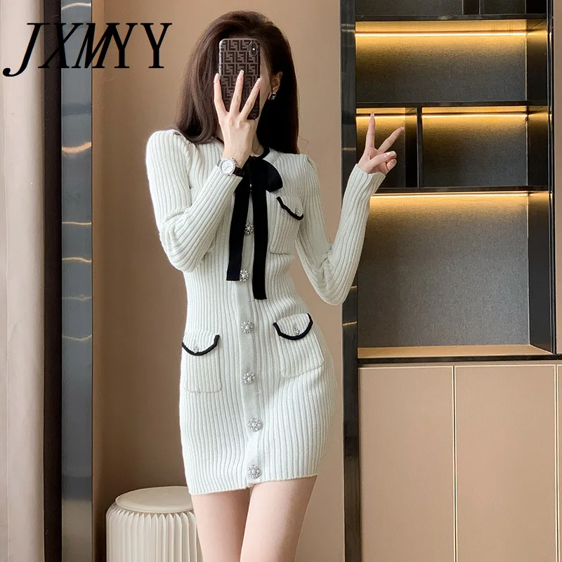 Женское трикотажное мини-платье элегантное белое платье с длинным рукавом