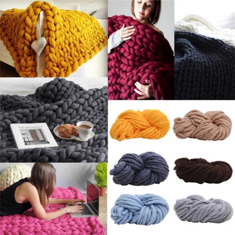 

ZWA DIY Super Big Soft Chunky Wool Yarn Bulky Arm Knitting Wool Roving Crocheting Yarn