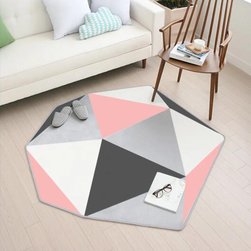Ins Style Polygon Chair Mat Indoor Door Crystal Fleece Anti Slip Bedside Rug Memory Foam Geometric Living Room Area | Дом и сад