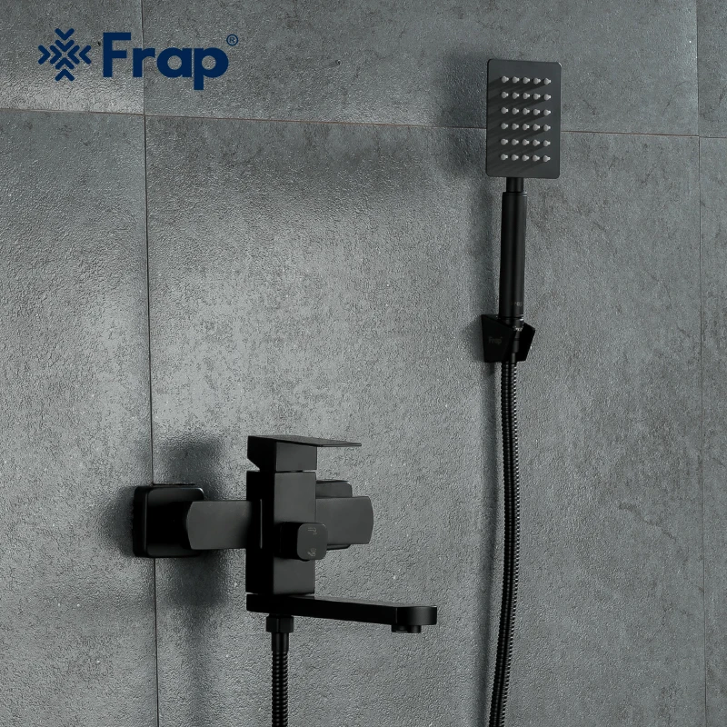 

Frap Matte Black Bathroom Faucet Wall Mounted Bathtub Taps Shower Head Cold and Hot Water Mixers Crane For Bathroom F32802-6