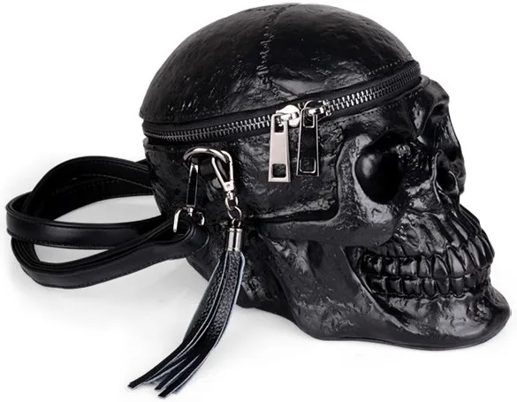 

Originality Women Bag Funny Skeleton Head Black handbad Men Single Package Fashion Designer Satchel Package Skull Bags