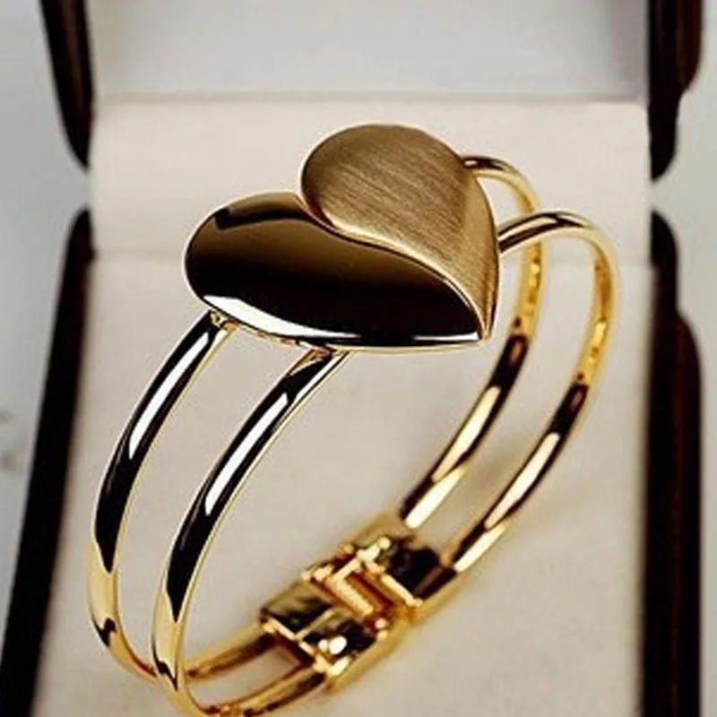 

Fashion New Charm Heart Bangle Gold Color Love Bracelets Bangles for Women Fashion Cuff Bracelets