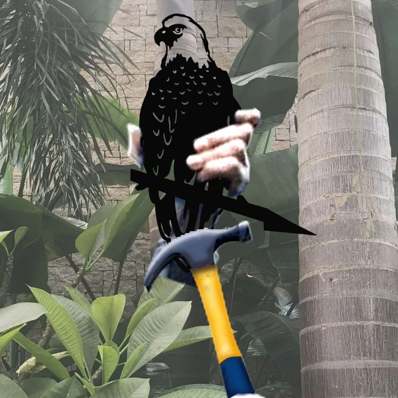 

Cute Hollowed Out Metal Garden Eagle Statue Silhouette Decor Dwarf Tree Ornaments for Home Yard Decorations