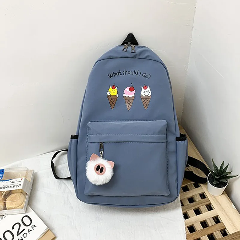 Ice Cream Backpack Solid Color Backpacks High Quality University Bag Women Teen Pattern Multi Pocket Bags