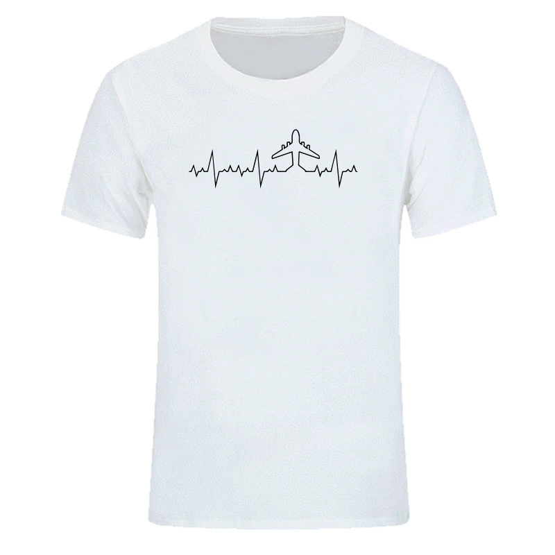 Футболка с принтом сердцебиение самолет пилот Забавный принт футболка мужская
