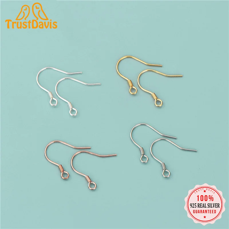 

TrustDavis Real 925 Sterling Silver Fashion Ear Hook Handmade DIY Accessories Fine Jewelry Wholesale HY334