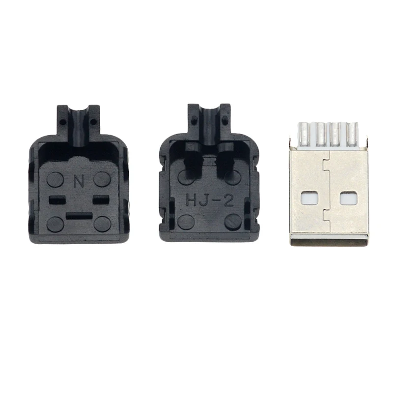 10 шт. DIY USB 2,0 разъем A Тип Мужской 4 Pin в сборе адаптер гнездо припоя Тип Черный Пластиковый корпус для подключения данных