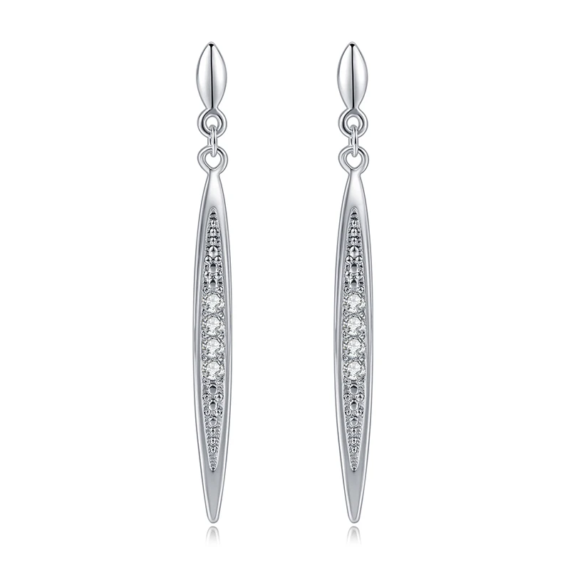 Винтажные серьги с цирконием кубической огранки, Лидер продаж, серебро/розовое золото, цвет, модные хрустальные свадебные украшения для женщин, Brincos DFE055 - Окраска металла: Platinum Plated