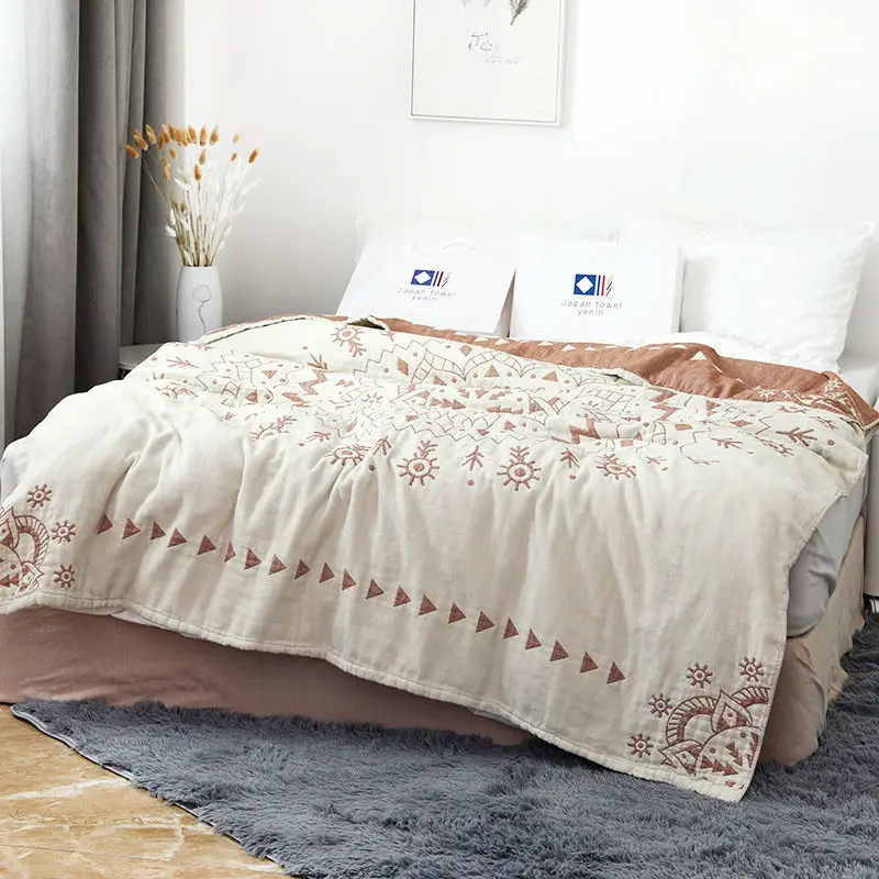 

100% Cotton Gauze Blanket Thicken Four-layer Soft Breathable Blanket Pillow Towel Sofa Bed Throw Blankets 150x200cm/200x230cm