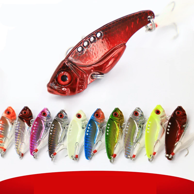 

10 Color Metal VIB 7/10/15/20g Fishing Lure Vibration Spoon Hard Baits with Feather Crankbait Wobbler Swimbait Cicada VIB Tackle