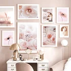 Розовый парфюм Роза Лилия Пион цветок лепестки лист скандинавский стиль настенная живопись холст постеры и принты Декор для гостиной