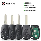 Дистанционный ключ KEYYOU для Renault Clio Kangoo Master Modus Logan корпус на колесиках ID46 PCF7946  PCF7947  4A чип 434 МГц 3 кнопки