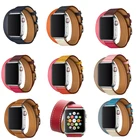 Новый кожаный ремешок для apple watch se Double Tour band 44 мм 40 42 мм 38 мм, браслет для часов iwatch series 6 5 4 3 2 1