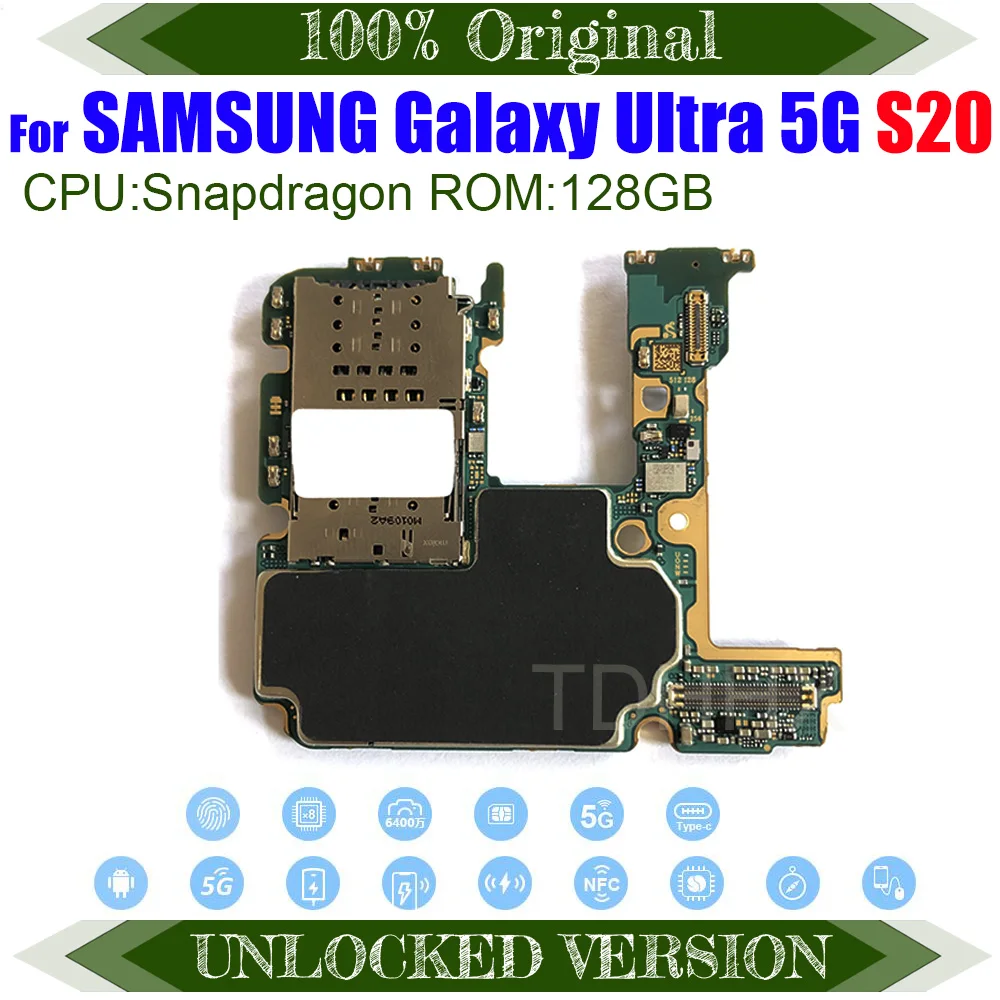 EU USA Version Original For Samsung Galaxy S20 Ultra G980F G985F G981B G986B G986U G981U G988B 5G Plus Motherboard Full Chips | Мобильные