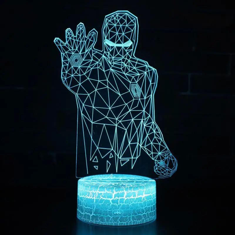 Marvel Мстители 3D иллюзия светодиодный светильник Железный человек Маска лампа Ночной светильник USB настольная лампа Luminaria домашние декоративные детские игрушки подарок - Испускаемый цвет: 2