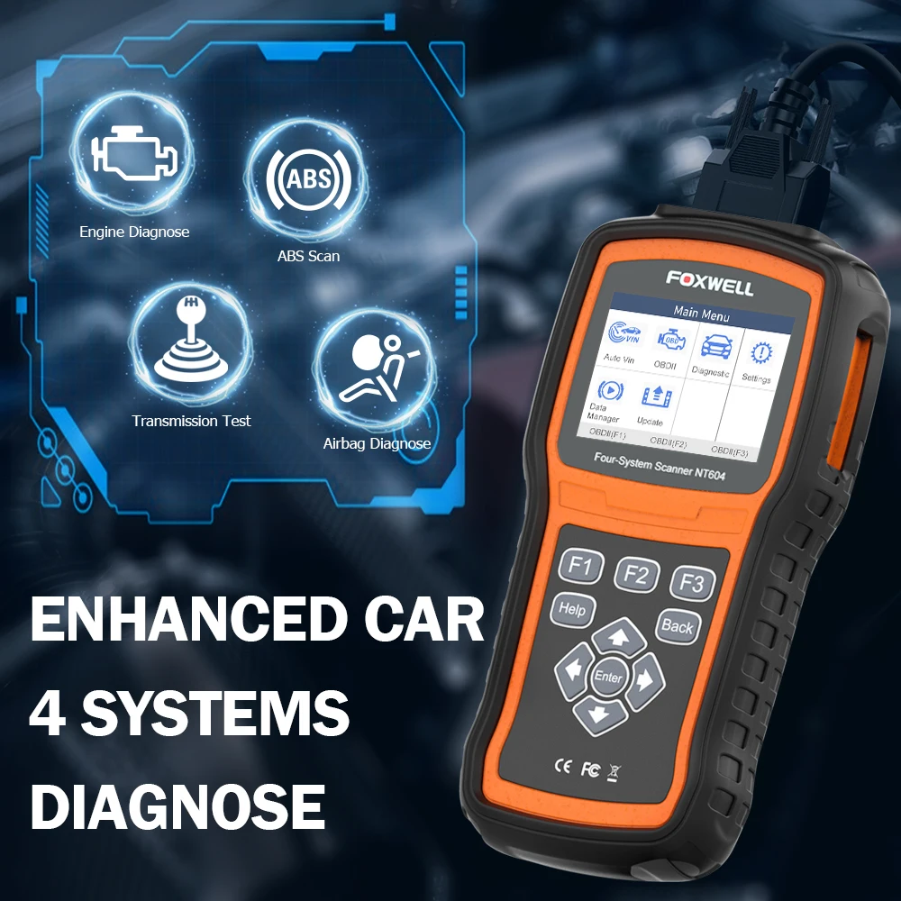 Foxwell NT604 OBD 2 считыватель кодов Автомобильный сканер двигатель ABS SRS передача