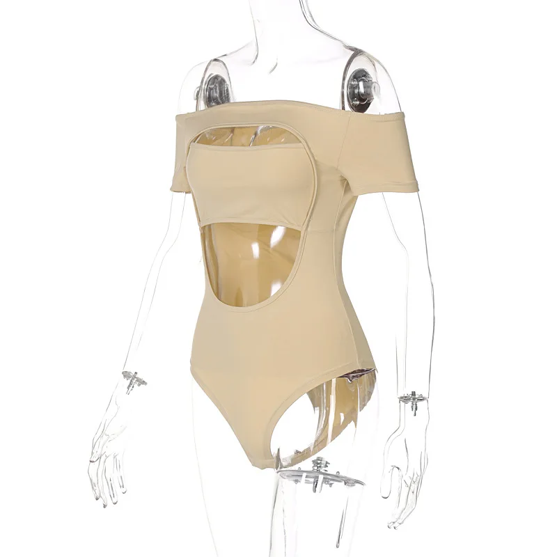 

Europe and the United States 2021 New Summer Fashion Hollow Shoulder Sexy Slim One-Piece Women's Wear