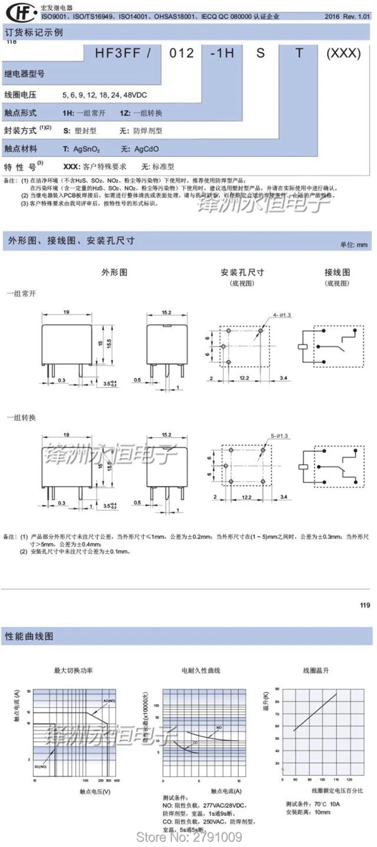 Реле HongFa 10А 5 контактное HF JQC 3FF 5VDC / 9VDC 12VDC 24VDC 1ZS(551) 1 шт.|Реле| |