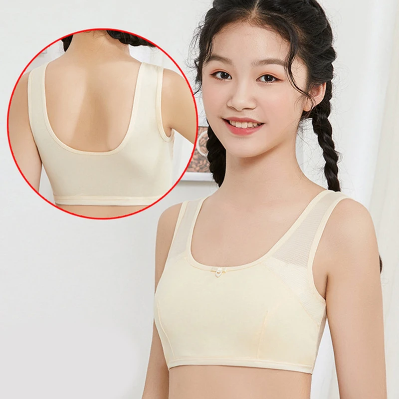 

Girls Training Lingerie Girls's Small Vest Absorb Sweat Teenage Camisole Soft Adolescent Prevents Peeping Teen Underwear