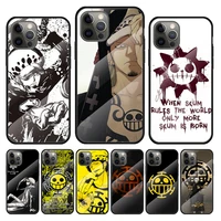 anime trafalgar law sign tempered glass cover for apple iphone 12 mini 11 pro xs max xr x 8 7 6s 6 plus phone case coque