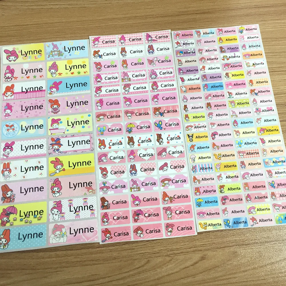 3 размера мультяшный Кролик для девочек наклейки с именем на заказ рисунок