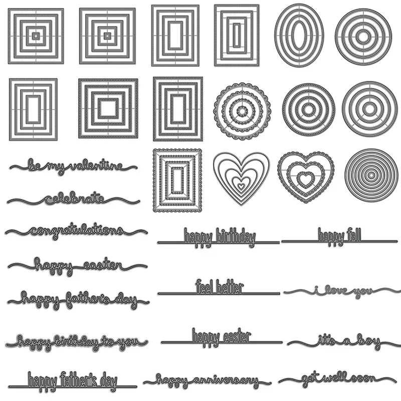 

Square Rectangle Oval Circle Frames Phrases Metal Cutting Dies 2020 For DIY Scrapbook Die Cuts For Card Making 05