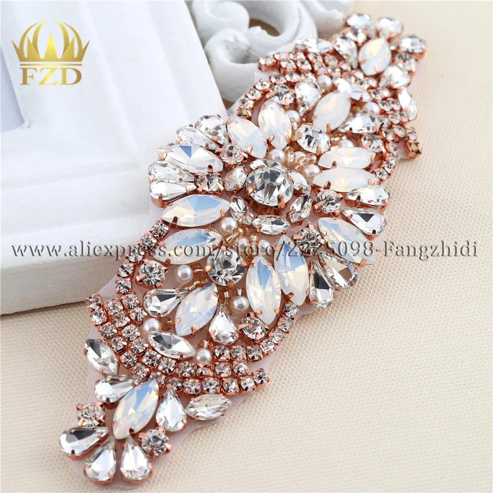 FZD 1 штука ручной работы горячей фиксации розовое золото стразы аппликация