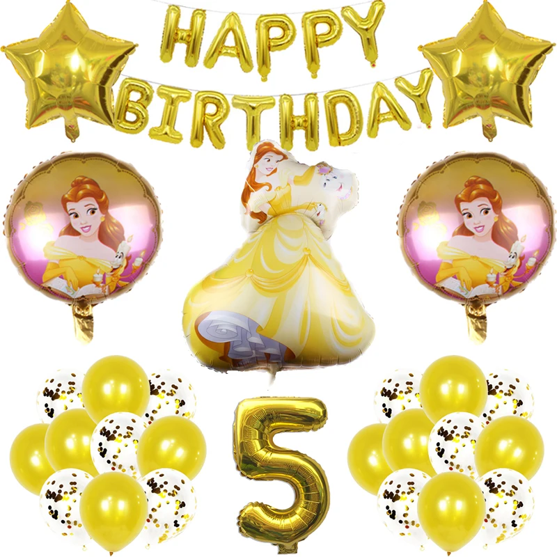 Juego de globos de helio de La Bella y La Bestia para ni&ntilde;os, globos de aluminio con n&uacute;mero de 32 pulgadas, decoraciones para fiesta de cumplea&ntilde;os, juguetes para ni&ntilde;os, 1 Juego-4