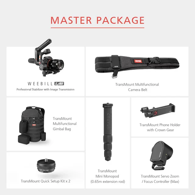 Master Package ZHIYUN Official WEEBILL LAB 3-Axis Image Transmission Stabilizer for Mirrorless Camera Sensor Control Handheld Gimbal in Stock - Цвет: Master Package