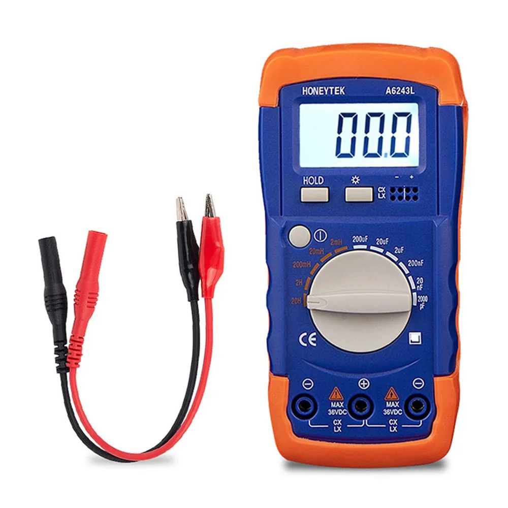 Профессиональный Цифровой LCR метр 2000pF-200uF 2 mH-20 H A6243L конденсатор индуктивности метр тестер Электрические измерительные приборы - Цвет: A6243L