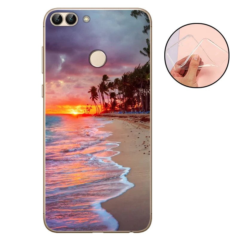 D210 Чехол для huawei P Smart, силиконовый чехол, Enjoy 7 s, задняя крышка для телефона, мягкий ТПУ, 5,65 дюймов, для huawei P Smart FIG-LX1, Роскошные Защитные чехлы - Цвет: D210