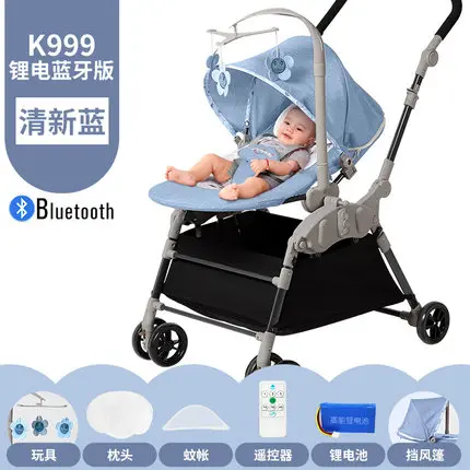 blue От 0 до 3 лет Детское электрическое комфортное кресло-качалка, детское автоматическое кресло-качалка, умный шейкер, детская колыбель, качалка - Цвет: blue
