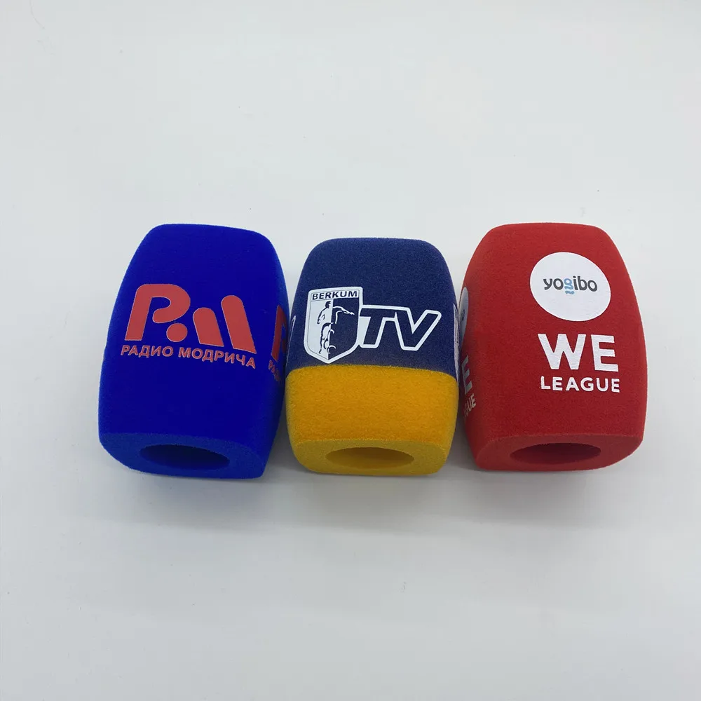 Flocking Square Foam TV Stations Reporters Interview Windshields Mic Sponge Cover Windscreen for Handheld Interview Microphones