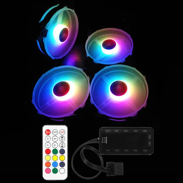 Радужное свечение RGB регулируемый цветной вентилятор охлаждения 120 мм светодиодный ПК компьютер бесшумный корпус контроллер вентилятора VDX99
