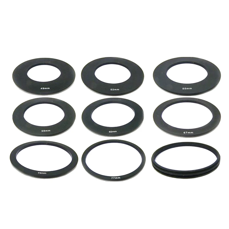 

Camera Ring Adapter 9 Adapter Ring 49mm 52mm 55mm 58mm 62mm 67mm 72mm 77mm 82mm Ring + Filter Holder Set For Cokin P Series