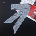 Бренд 95 см * 5 см много домов печатная сумка ремень маленький шарф женский саржевый шелковый шарф повязка на голову длинные шарфы сумка аксессуары лента