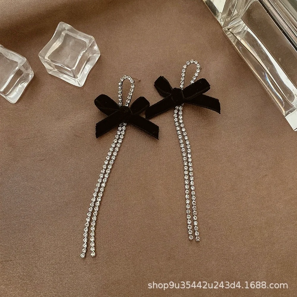 

Korean Fashion New Bowknot Earrings Set Long Tassel Earrings For Women 2021 Trend Simple Jewelry Grunge Earrings Wholesale