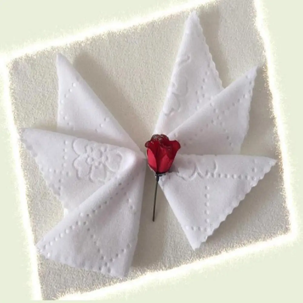 Ультразвуковые кружевные квадратные белые салфетки с гравировкой по краям