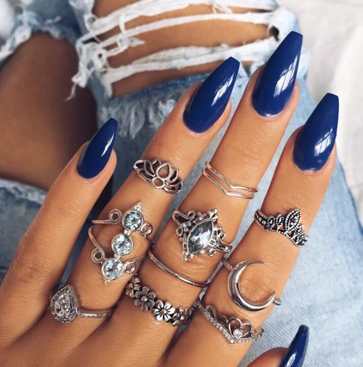 Модное винтажное кольцо в стиле бохо разноцветное женское Набор комбинированных