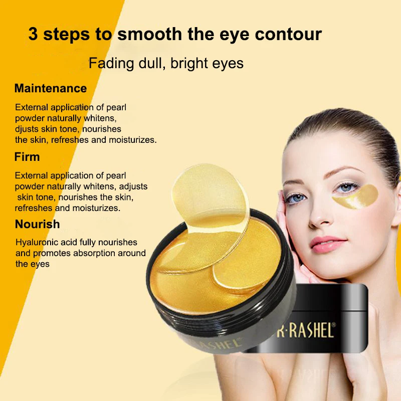 

60pcs 24K Gold Eye Mask Collagen Eye Mask Eye Patches For Dark Circle Moisturizing Anti-Aging Eye Pad Anti-Wrinkle Nourishing