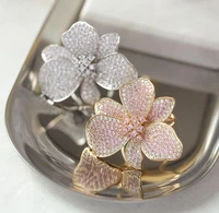summer new pink shiny rhinestone flower full gem oversized luxury stud earrings women wedding dress luxurious fashion jewelry