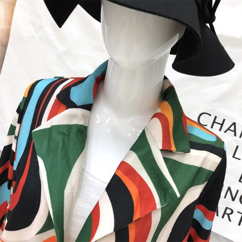 Женское осенне-зимнее шерстяное пальто с длинным рукавом и отложным воротником |