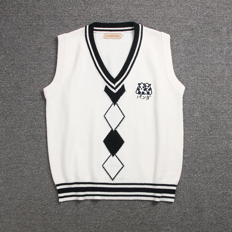 British Korean School Girl Sleeveless Sweater Vest Uniforms V-neck Japanese Boys And Girls Students Knitted | Тематическая одежда