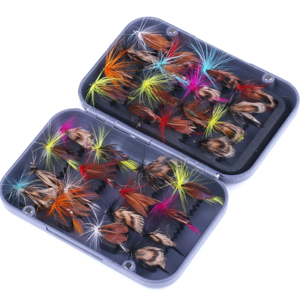 32 шт./кор. набор рыболовных крючков бабочка Барб муха яркие цвета соленой воды