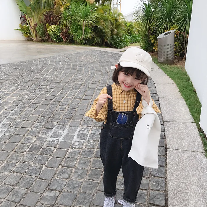 Новый джинсовый комбинезон на весну и лето для детей 3-8 лет Детские корейские